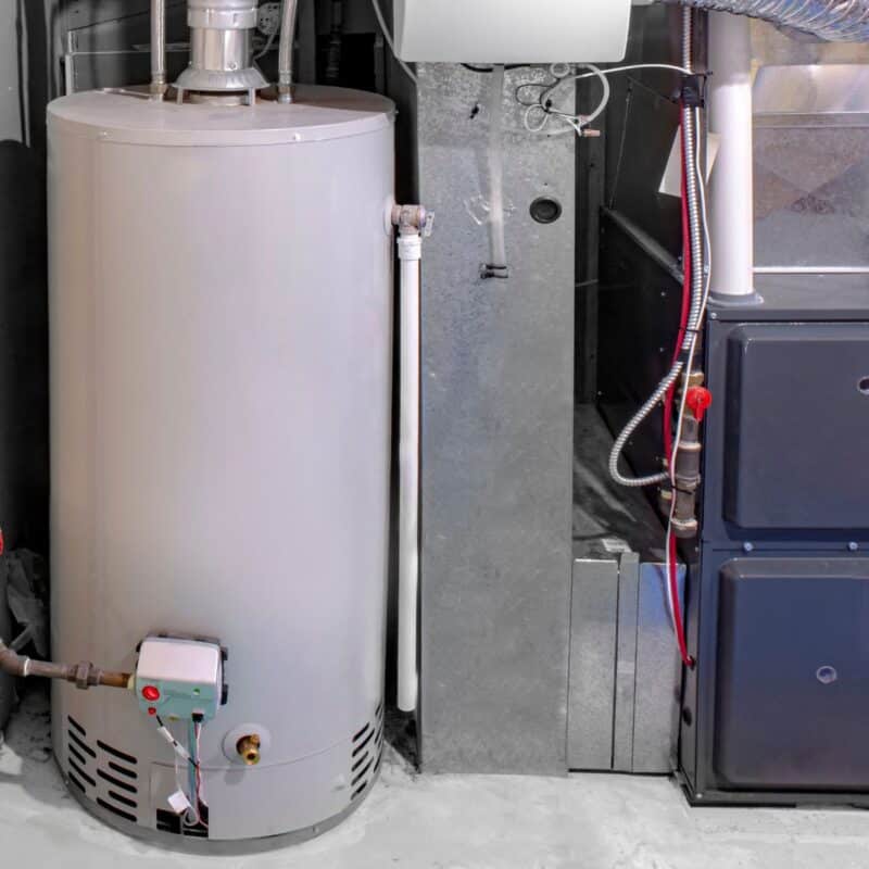 image of a water heater in a garage